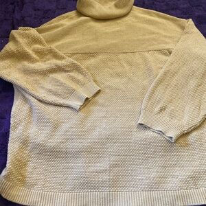 Free People Beige Textured Turtleneck Sweater